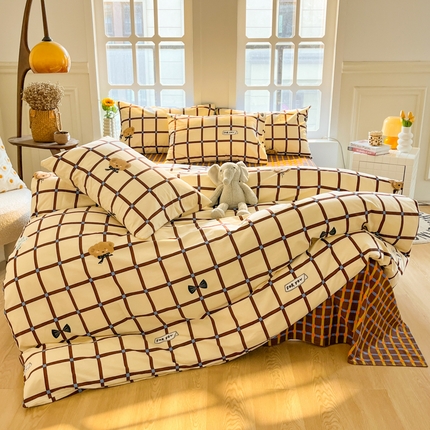 千朵 2024新款全棉磨毛四件套 幸运熊