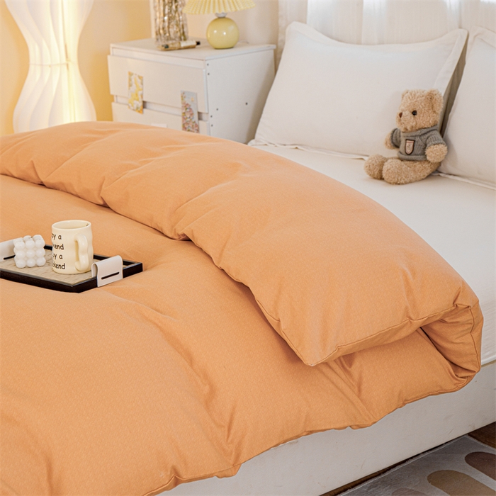 91家纺网 家纺一手货源 找家纺 宝时兰 2025新款加厚纯棉单被套生态磨毛全棉纯色双拼ab版被套单件 纯色-桔色