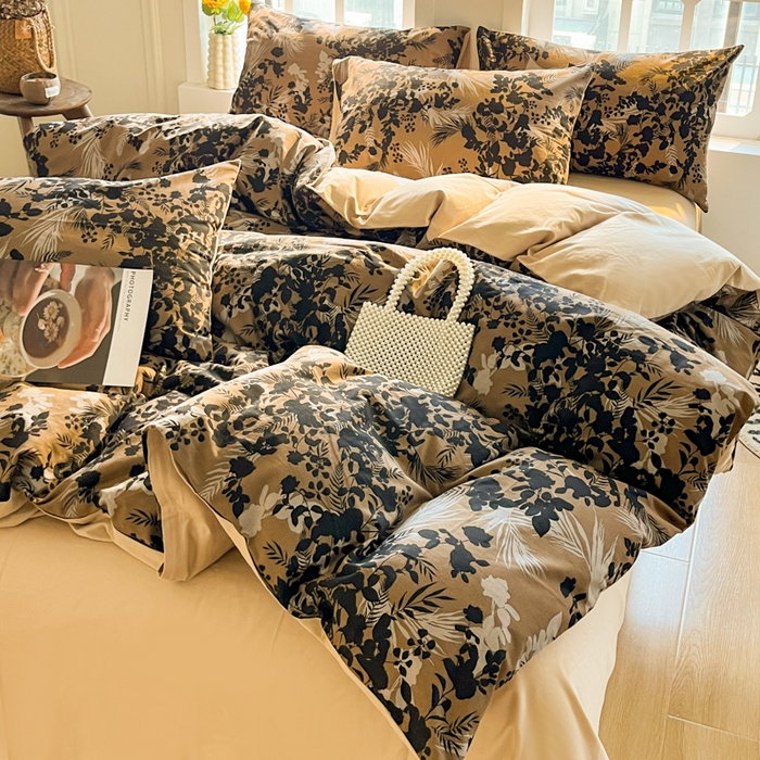 91家纺网 家纺一手货源 找家纺 千朵 2024新款全棉磨毛四件套 幽兰