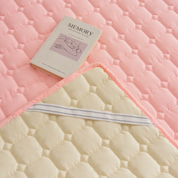 91家纺网 家纺一手货源 找家纺 侨鑫 2024新款亲肤磨毛夹棉床垫 粉色