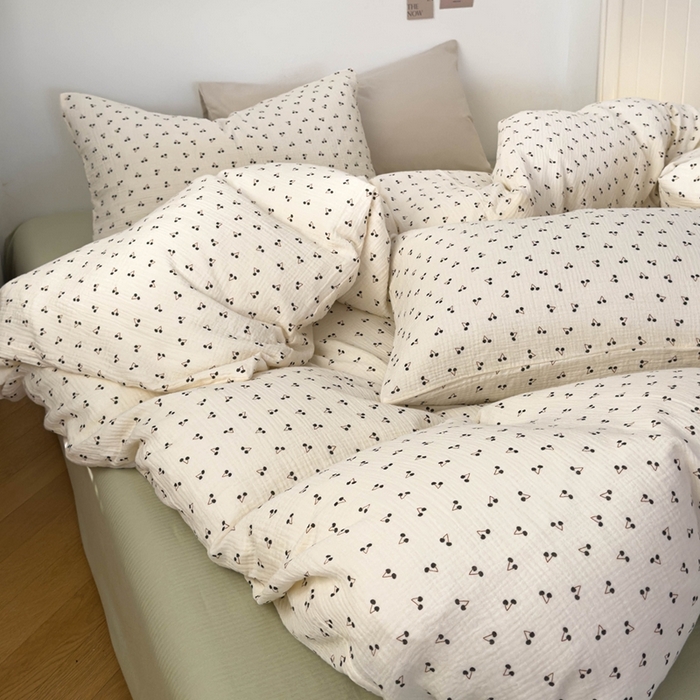 91家纺网 家纺一手货源 找家纺 洋铭区（原狠狠爱） 2024新款皱皱纱四件套 初夏樱桃