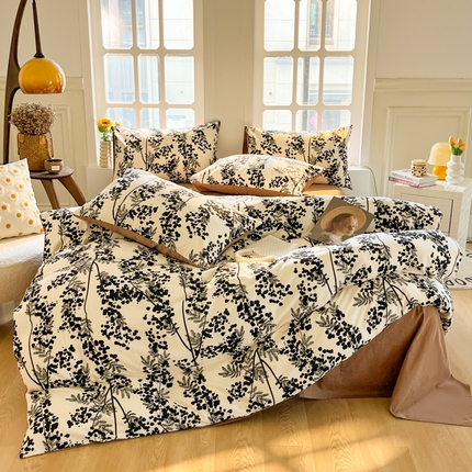 千朵 2024新款全棉磨毛四件套 晚棠