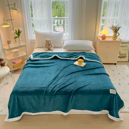 侨鑫 2024新款高克重牛奶绒纯色毛毯 深蓝