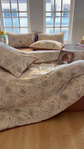 91家纺网 家纺一手货源 找家纺 千朵 2024新款全棉磨毛四件套 花颜