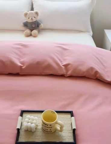 91家纺网 家纺一手货源 找家纺 宝时兰 2025新款加厚纯棉单被套生态磨毛全棉纯色双拼ab版被套单件 纯色-玉色