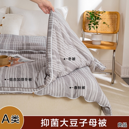 91家纺网 家纺一手货源 找家纺 （总）维洋家纺 2025新款A类色织大豆被-无印条格子母被