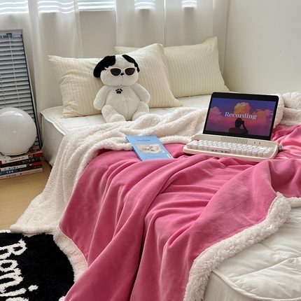 91家纺网 家纺一手货源 找家纺 （总）六巷胡同 2024新款ins博主风纯色羊羔绒毛毯