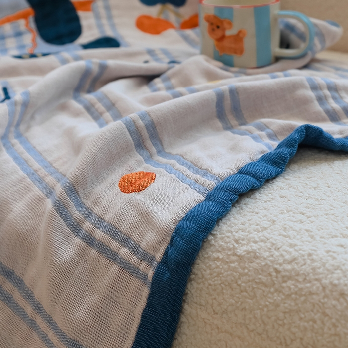 91家纺网 家纺一手货源 找家纺 雯雨家纺 2024新款四层全棉纱布浴巾加大毛巾80*160cm 小黑猫