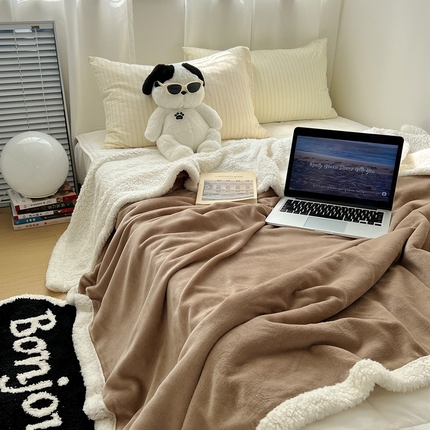 91家纺网 家纺一手货源 找家纺 （总）六巷胡同 2024新款ins博主风纯色羊羔绒毛毯