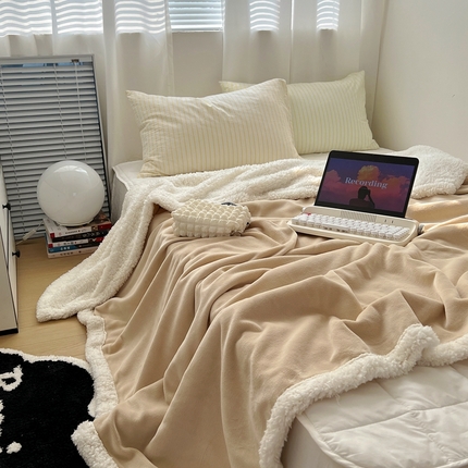 91家纺网 家纺一手货源 找家纺 （总）六巷胡同 2024新款ins博主风纯色羊羔绒毛毯