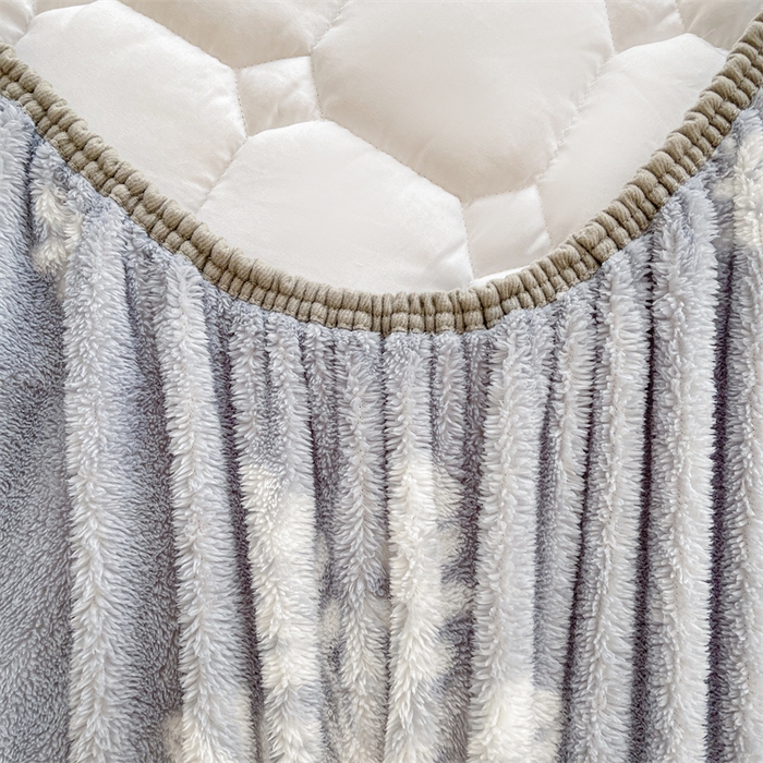 91家纺网 家纺一手货源 找家纺 雯豆家纺 2024冬款新品泰迪绒夹棉床笠三件套北极绒床垫保护套加厚保暖床笠 泰迪绒床笠-雪花飘飘-灰