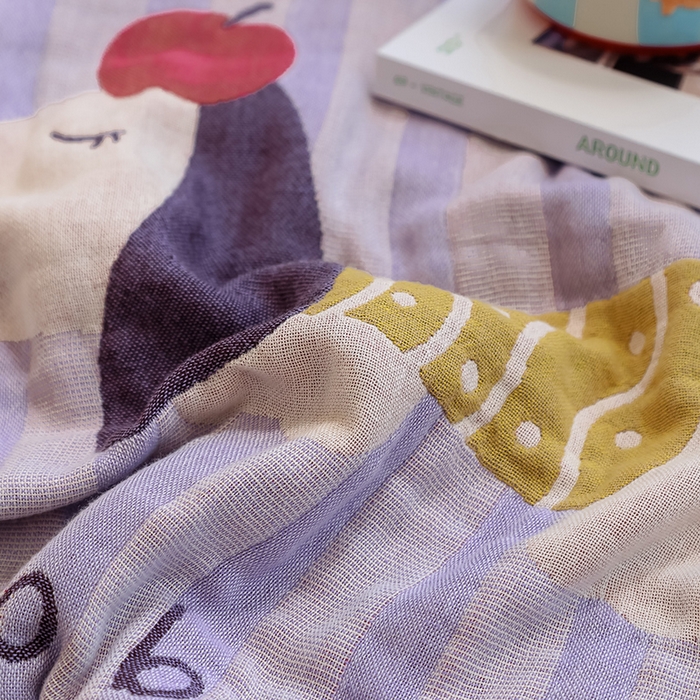 91家纺网 家纺一手货源 找家纺 雯雨家纺 2024新款四层全棉纱布浴巾加大毛巾80*160cm 平安狗