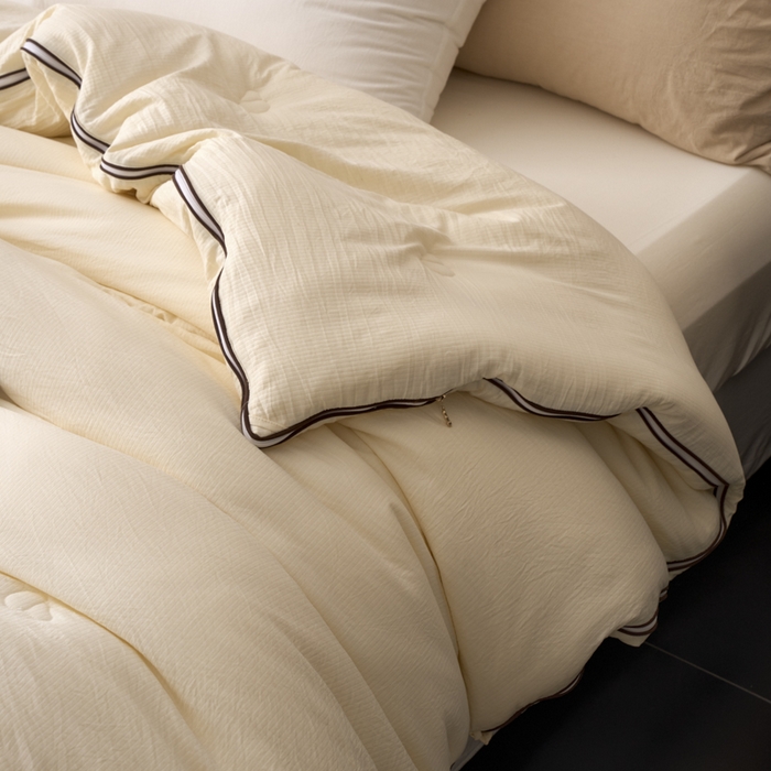 91家纺网 家纺一手货源 找家纺 维洋家纺 2025新款不染原棉大豆被-子母被 不染原色