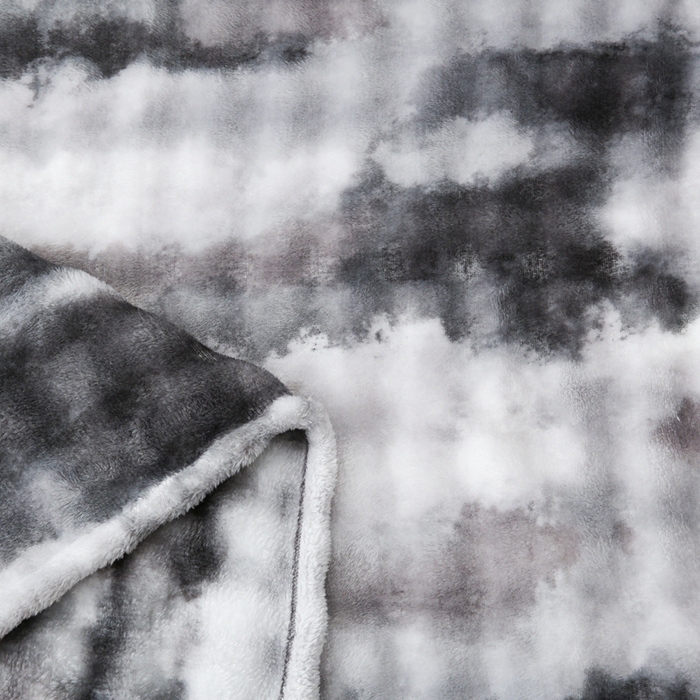 91家纺网 家纺一手货源 找家纺 巴木赫 2024新款300克印花泡泡毛毯毯子 深灰