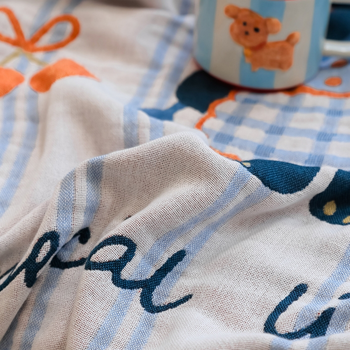 91家纺网 家纺一手货源 找家纺 雯雨家纺 2024新款四层全棉纱布浴巾加大毛巾80*160cm 小黑猫