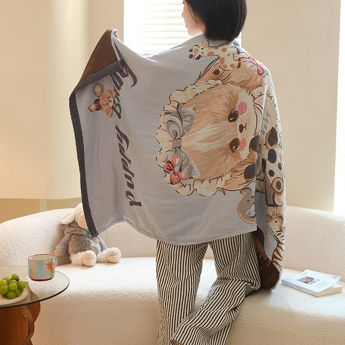 91家纺网 家纺一手货源 找家纺 雯雨家纺 2024新款四层全棉纱布浴巾加大毛巾80*160cm 积木猫