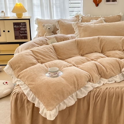 91家纺网 家纺一手货源 找家纺 （总）星座家纺 2025新款牛奶绒花边床裙款四件套