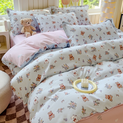 91家纺网 家纺一手货源 找家纺 佑佳家纺 2024新款140克磨毛印花植物羊绒单被套磨毛四件套 小兔市集