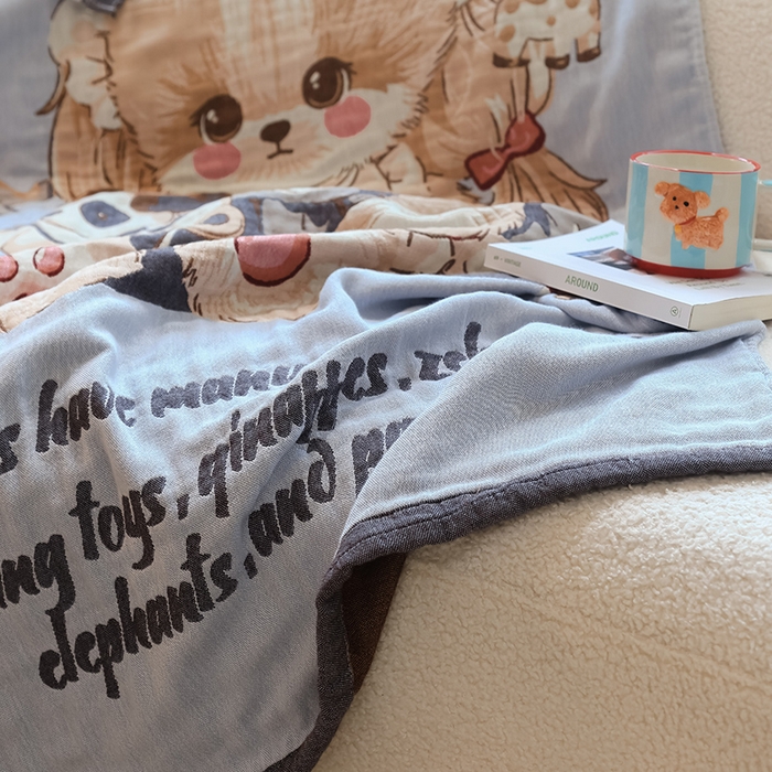 91家纺网 家纺一手货源 找家纺 雯雨家纺 2024新款四层全棉纱布浴巾加大毛巾80*160cm 积木猫