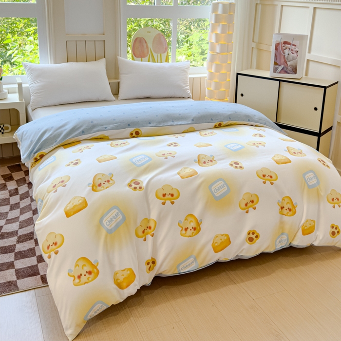 91家纺网 家纺一手货源 找家纺 佑佳家纺 2024新款140克磨毛印花植物羊绒单被套磨毛四件套 午后甜点