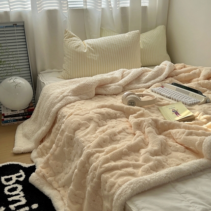 91家纺网 家纺一手货源 找家纺 （总）六巷胡同 2024新款INS云朵花舒棉绒羊羔绒毛毯