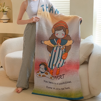 91家纺网 家纺一手货源 找家纺 （总）雯雨家纺 2024新款四层全棉纱布浴巾加大毛巾80*160cm