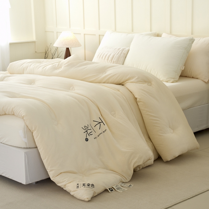 91家纺网 家纺一手货源 找家纺 维洋家纺 2025新款不染原棉大豆被-单被 米白