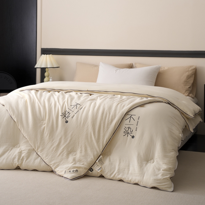 91家纺网 家纺一手货源 找家纺 维洋家纺 2025新款不染原棉大豆被-子母被 不染原色