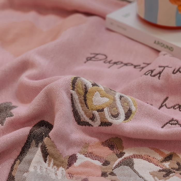 91家纺网 家纺一手货源 找家纺 雯雨家纺 2024新款四层全棉纱布浴巾加大毛巾80*160cm 公主猫