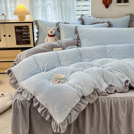 91家纺网 家纺一手货源 找家纺 （总）星座家纺 2025新款牛奶绒花边床裙款四件套