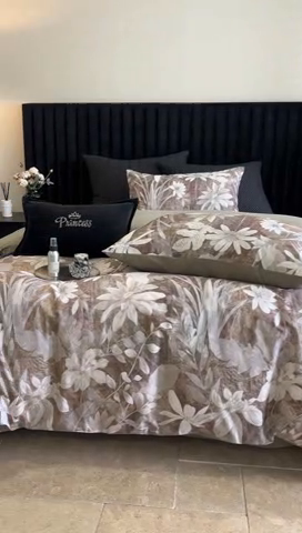 91家纺网 家纺一手货源 找家纺 立奥被业 2024新款全棉高密磨毛数码印花四件套 青棠绿