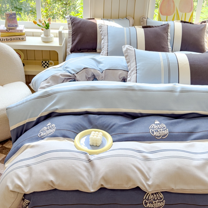 91家纺网 家纺一手货源 找家纺 佑佳家纺 2024新款140克磨毛印花植物羊绒单被套磨毛四件套 格兰