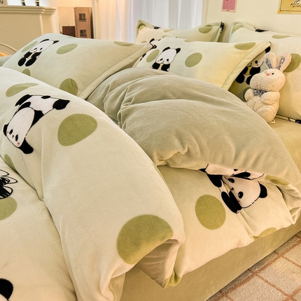 91家纺网 家纺一手货源 找家纺 （总）2024新款A类高克重时尚风牛奶绒加厚保暖系列套件单品-四件套