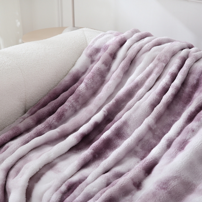 91家纺网 家纺一手货源 找家纺 巴木赫 2024新款300克印花泡泡毛毯毯子 紫色