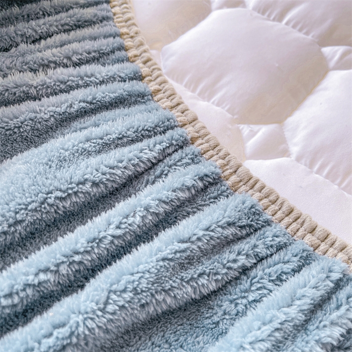 91家纺网 家纺一手货源 找家纺 雯豆家纺 2024冬款新品泰迪绒夹棉床笠三件套北极绒床垫保护套加厚保暖床笠 泰迪绒床笠-海因蓝