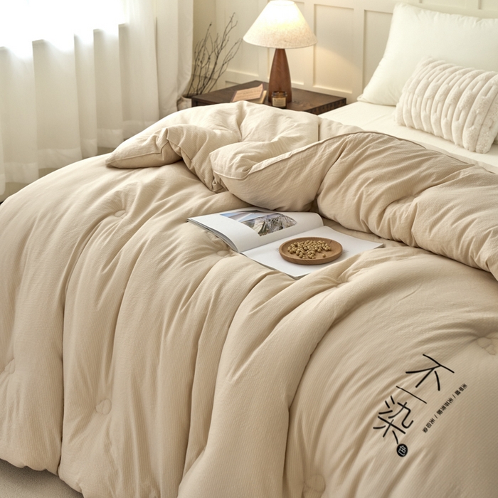 91家纺网 家纺一手货源 找家纺 维洋家纺 2025新款不染原棉大豆被-单被 卡其