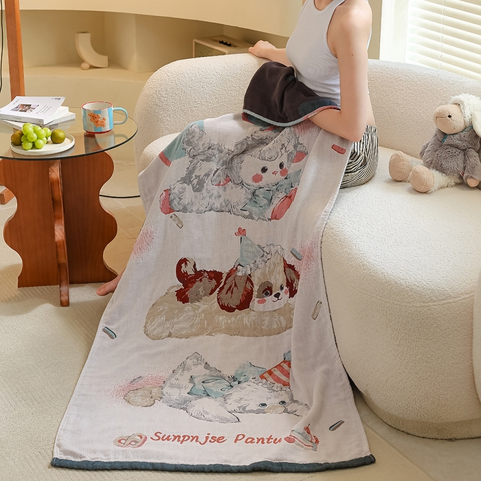 91家纺网 家纺一手货源 找家纺 雯雨家纺 2024新款四层全棉纱布浴巾加大毛巾80*160cm 妙可蓝多