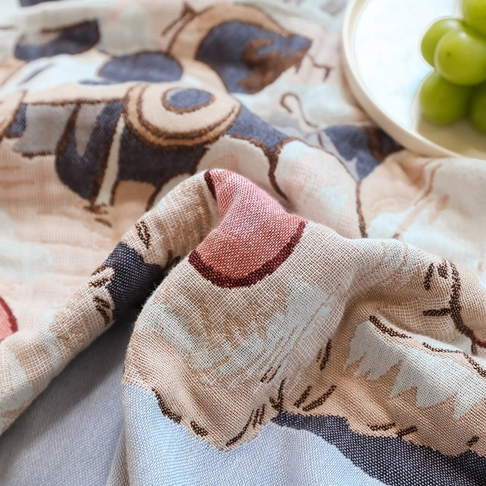 91家纺网 家纺一手货源 找家纺 雯雨家纺 2024新款四层全棉纱布浴巾加大毛巾80*160cm 积木猫