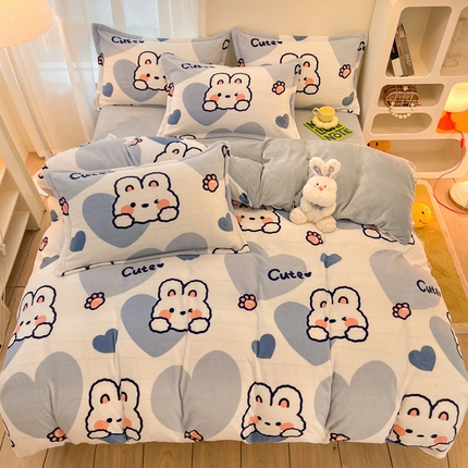 2024新款A类高克重时尚风牛奶绒加厚保暖系列套件单品-被套 爱心兔