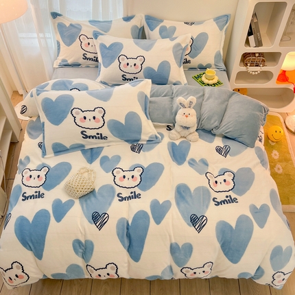 91家纺网 家纺一手货源 找家纺 （总）2024新款A类高克重时尚风牛奶绒加厚保暖系列套件单品-被套