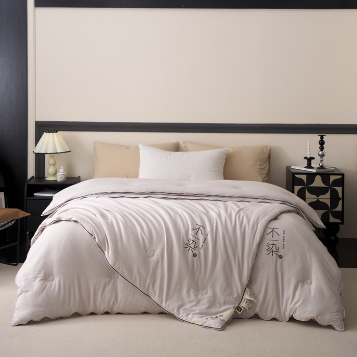 91家纺网 家纺一手货源 找家纺 维洋家纺 2025新款不染原棉大豆被-子母被 不染灰色