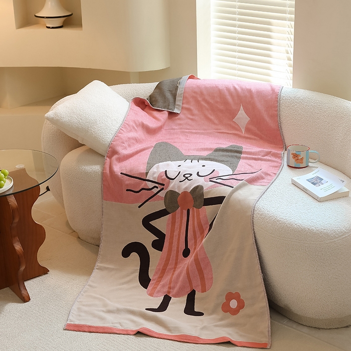 91家纺网 家纺一手货源 找家纺 （总）雯雨家纺 2024新款四层全棉纱布浴巾加大毛巾80*160cm