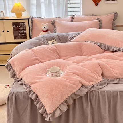 91家纺网 家纺一手货源 找家纺 （总）星座家纺 2025新款牛奶绒花边床裙款四件套