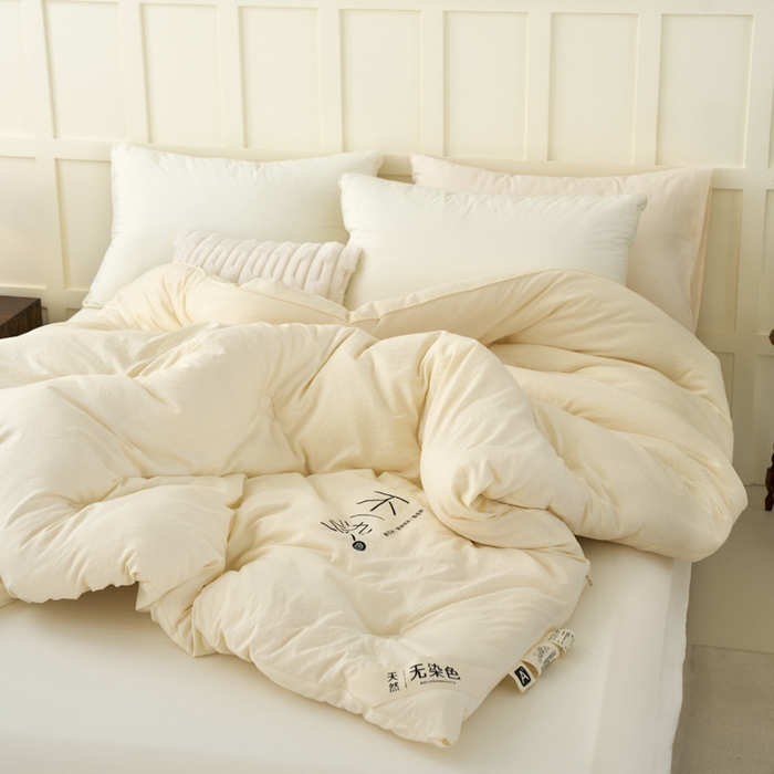 91家纺网 家纺一手货源 找家纺 维洋家纺 2025新款不染原棉大豆被-单被 米白