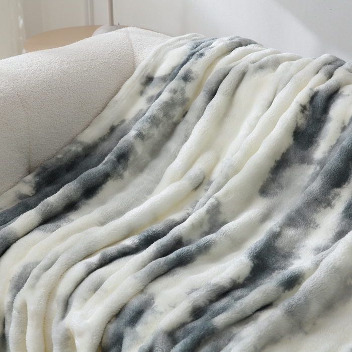 91家纺网 家纺一手货源 找家纺 巴木赫 2024新款300克印花泡泡毛毯毯子 水墨画