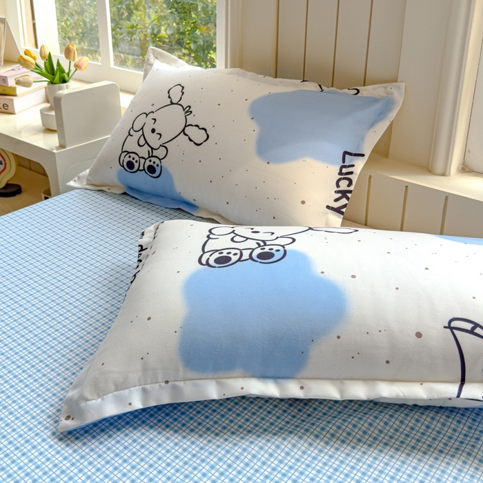 91家纺网 家纺一手货源 找家纺 佑佳家纺 2024新款140克磨毛印花植物羊绒单被套磨毛四件套 乐萌小宠