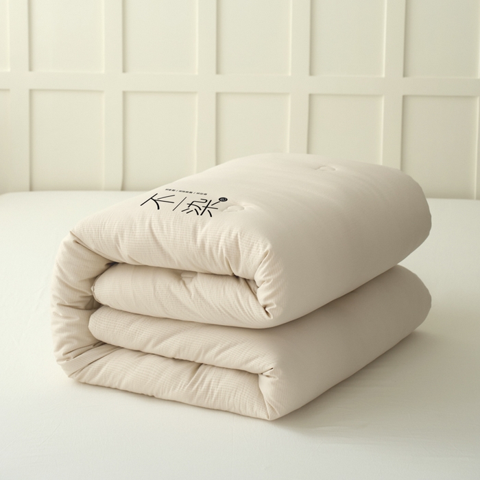 91家纺网 家纺一手货源 找家纺 维洋家纺 2025新款不染原棉大豆被-单被 卡其