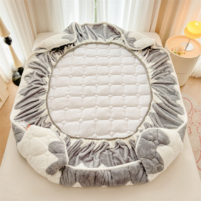 91家纺网 家纺一手货源 找家纺 雯豆家纺 2024冬款新品泰迪绒夹棉床笠三件套北极绒床垫保护套加厚保暖床笠 泰迪绒床笠-清风