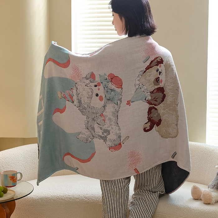 91家纺网 家纺一手货源 找家纺 雯雨家纺 2024新款四层全棉纱布浴巾加大毛巾80*160cm 妙可蓝多