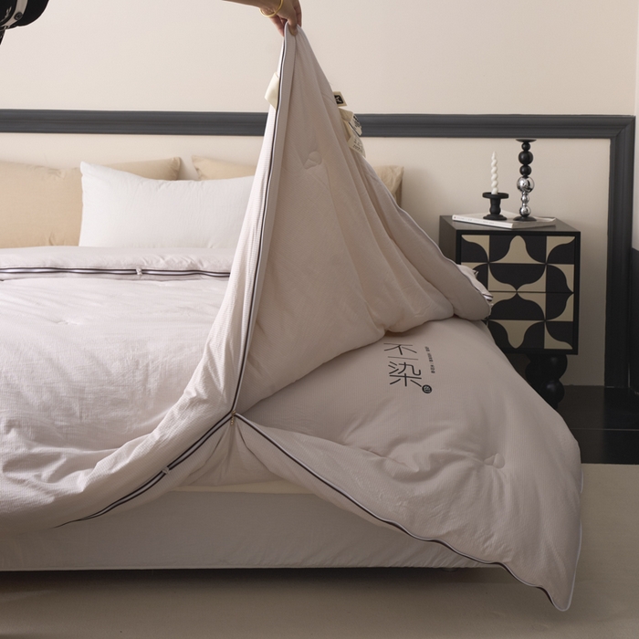 91家纺网 家纺一手货源 找家纺 维洋家纺 2025新款不染原棉大豆被-子母被 不染灰色